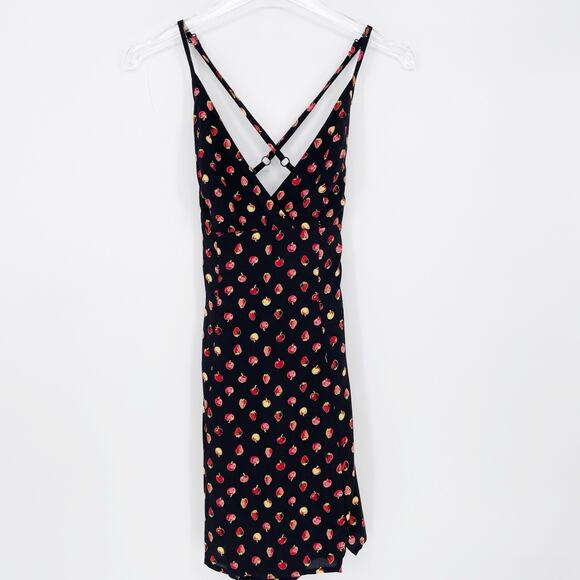 Urban Outfitters Dress New Medium Strawberries Fruit Strappy Tie Mini Summer - Picture 2 of 14